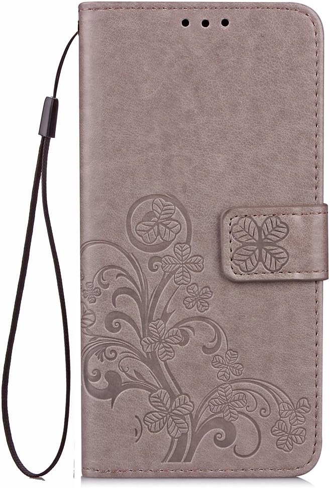 for Sharp Aquos R SHV39 Bookstyle Case, Clover PU Leather Flip Wallet Case Cover (Grey)