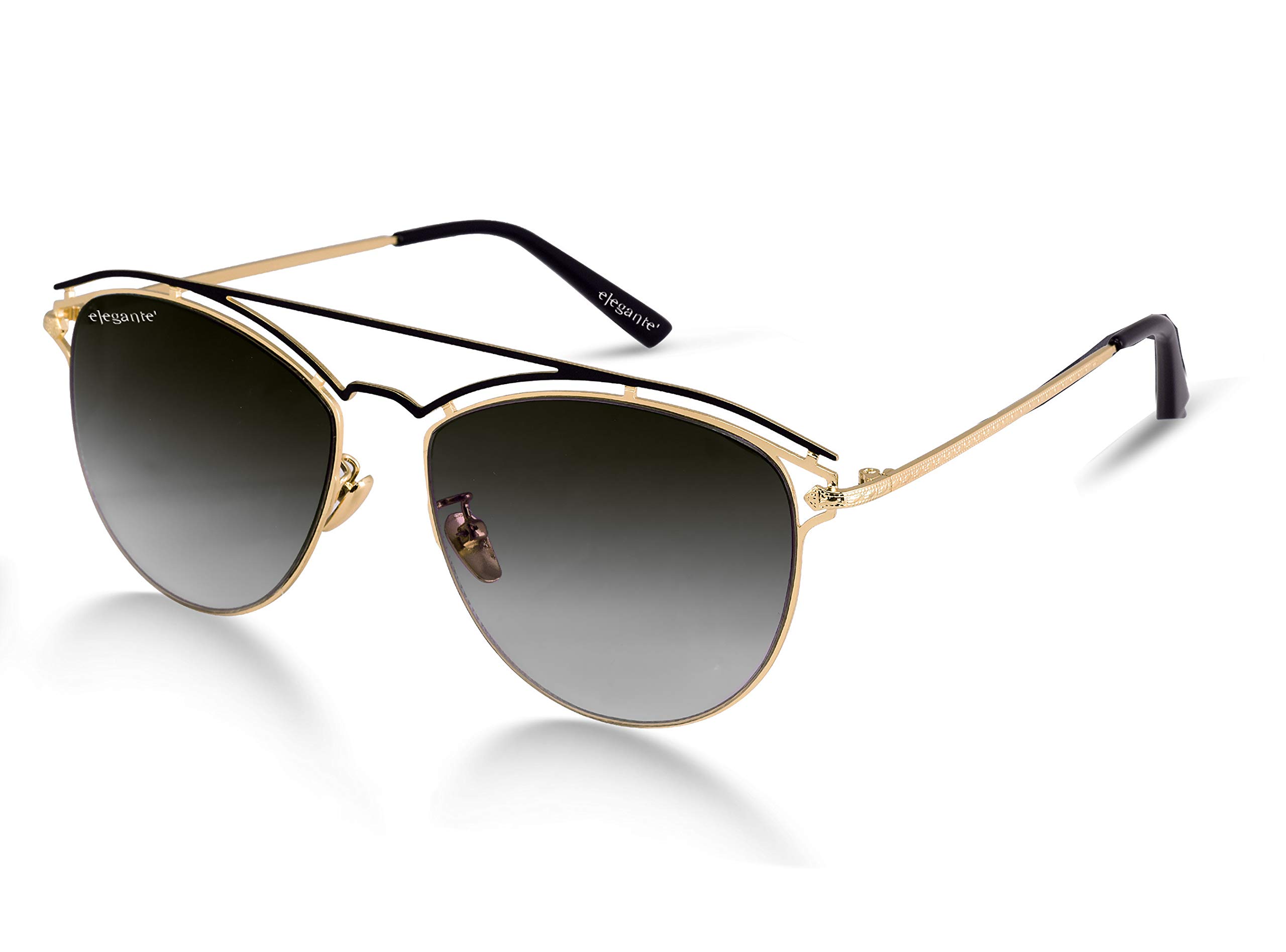 Elegante Metal Nose Doule Bar Retro & Luxurious Double Shaded Sqaure Sunglasses for Women