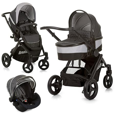 Hauck Kinderwagenset 3 in 1, Maxan 4 Plus Trio Set, inkl. Babyschale, Kinderautositz Gruppe 0 für Isofix Base, Babywanne, Kom