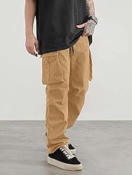 PLEPAN Men's Casual Cargo Pants Drawstring Hiking
