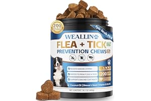 WEALLIN Flea and Tick Prevention for Dogs, 200 Soft Chews for Dog Fleas Ticks Treatment, Natural Dogs Oral Flea Chewables Support Supplement, Flea and Tick Chews for All Breeds & Sizes