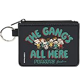 Peanuts Wallet, Coin Purse, Peanuts Gang 75th the Gangs All Here Group Pose Black Blue, Canvas