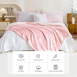 Andency Pink Sherpa Fleece King Size Blanket for