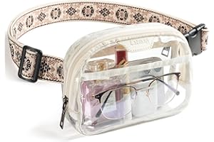 LATMAP 2L Clear Fanny Pack Stadium Approved Clear Bag Crossbody Fanny Pack for Women Men Adjustable Clear Purse for Sports Events, Concerts Beige