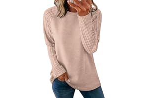 OFEEFAN Long Sleeve Shirts for Womens Fall Fashion 2025 Crewneck Oversized Sweatshirt Tunic Tops to Wear with Leggings