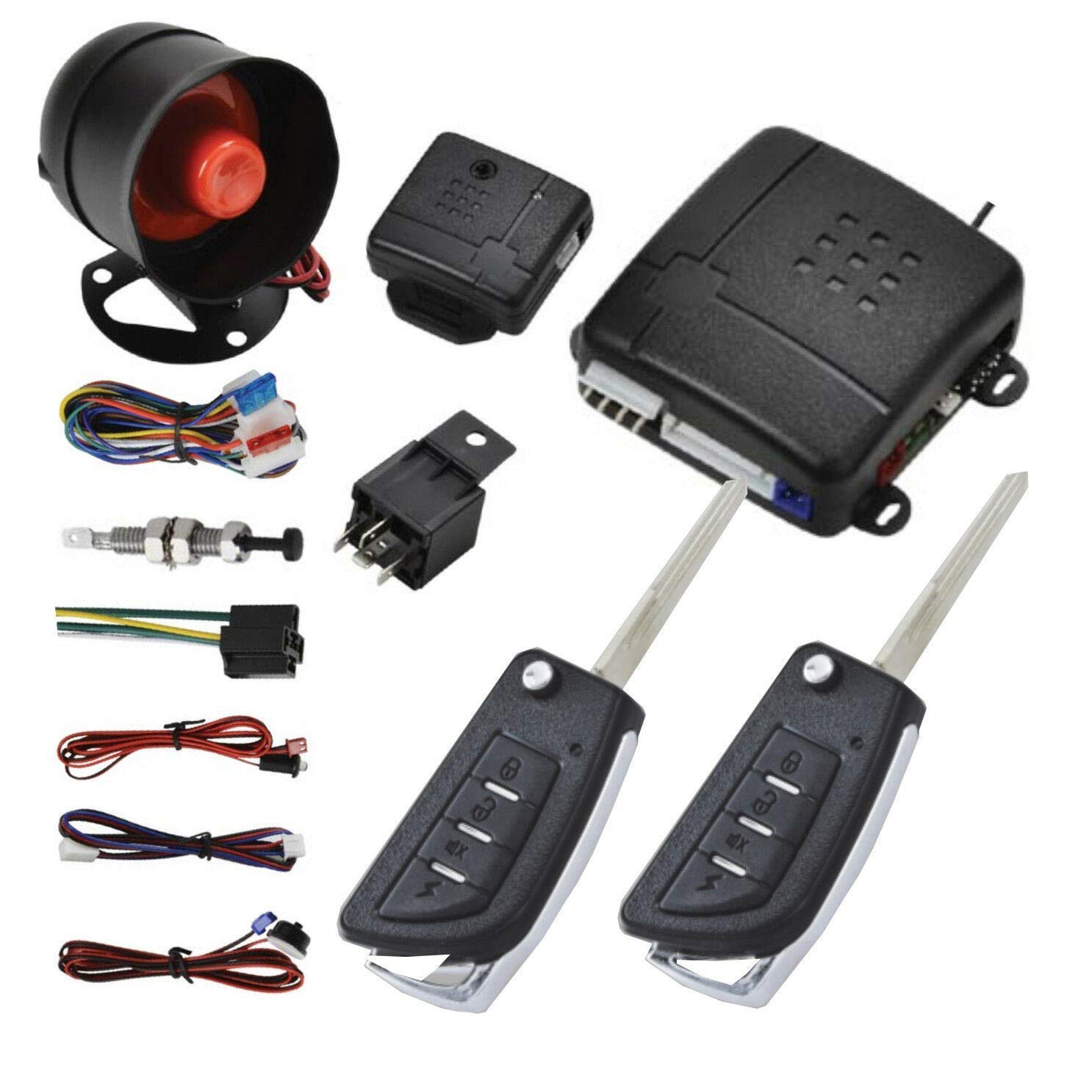 Style 14 Car Central Lock Universal Auto Remote Central Kit Vehicle Door Lock with Shock Sensor + Contorl Box + 2 Replacement Remote Contorl for Car Central Door Lock