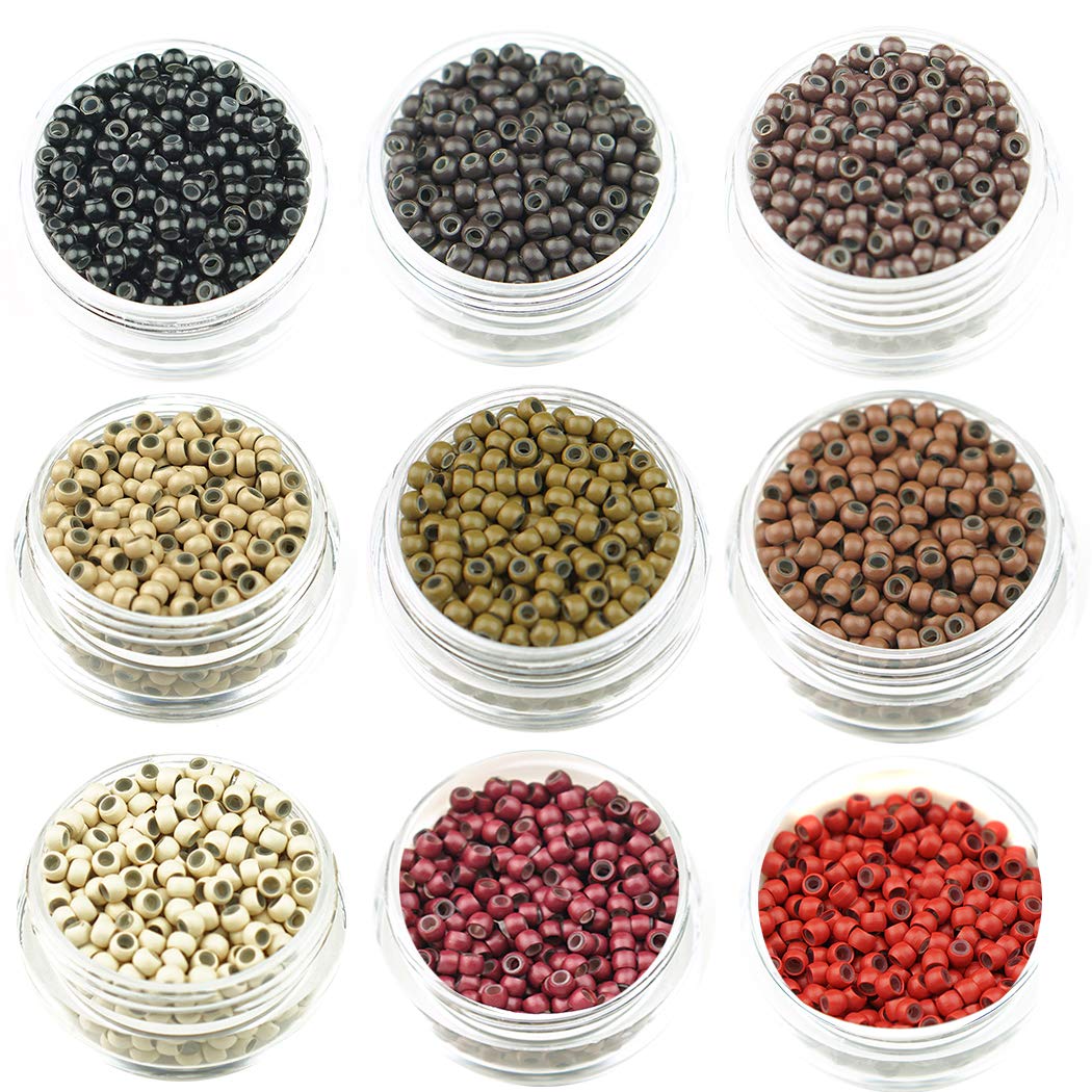 KOCONI 500 Pcs Nano Rings 3mm Hair Extension Beads Silicone Lined Micro Beads #8 Dark Blond
