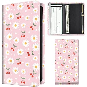 APVDSH Checkbook Cover for Personal Checkbook, Cute Pu Leather Check Book for Women & Men, Slim Checkbook Holder with Pen Hol