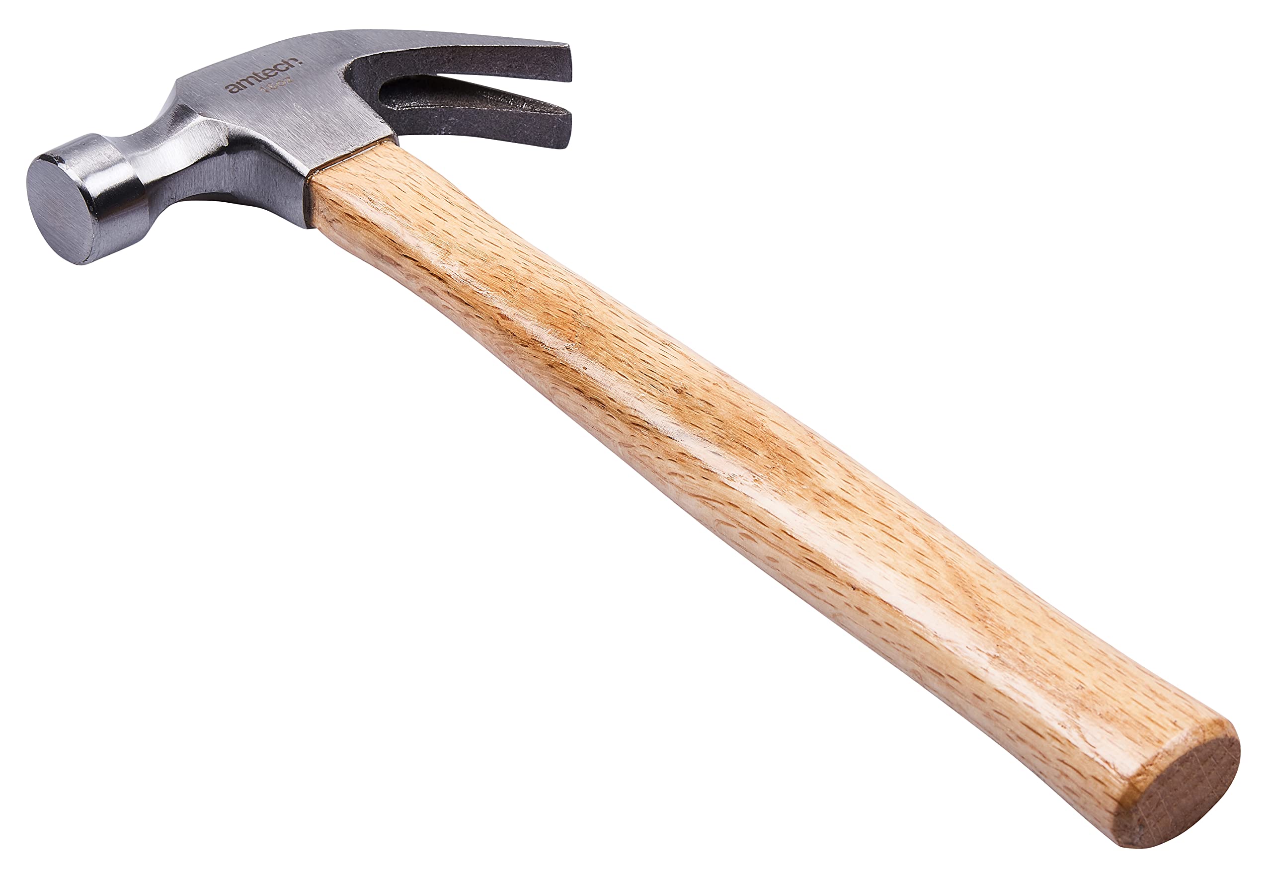 Amtech - Claw Hammer, Fully Polished Steel Head, Traditional Wooden Handle, Balanced Weight for Smooth Striking, Perfect for Carpentry and Woodwork (16oz / 450g)