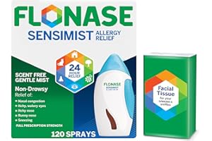 Flonase Sensimist Allergy Relief Nasal Spray - Non-Drowsy 24HR Long Lasting Allergy Relief with Fine, Scent-Free Mist - 120 Sprays Plus Bonus Pack of Tissues