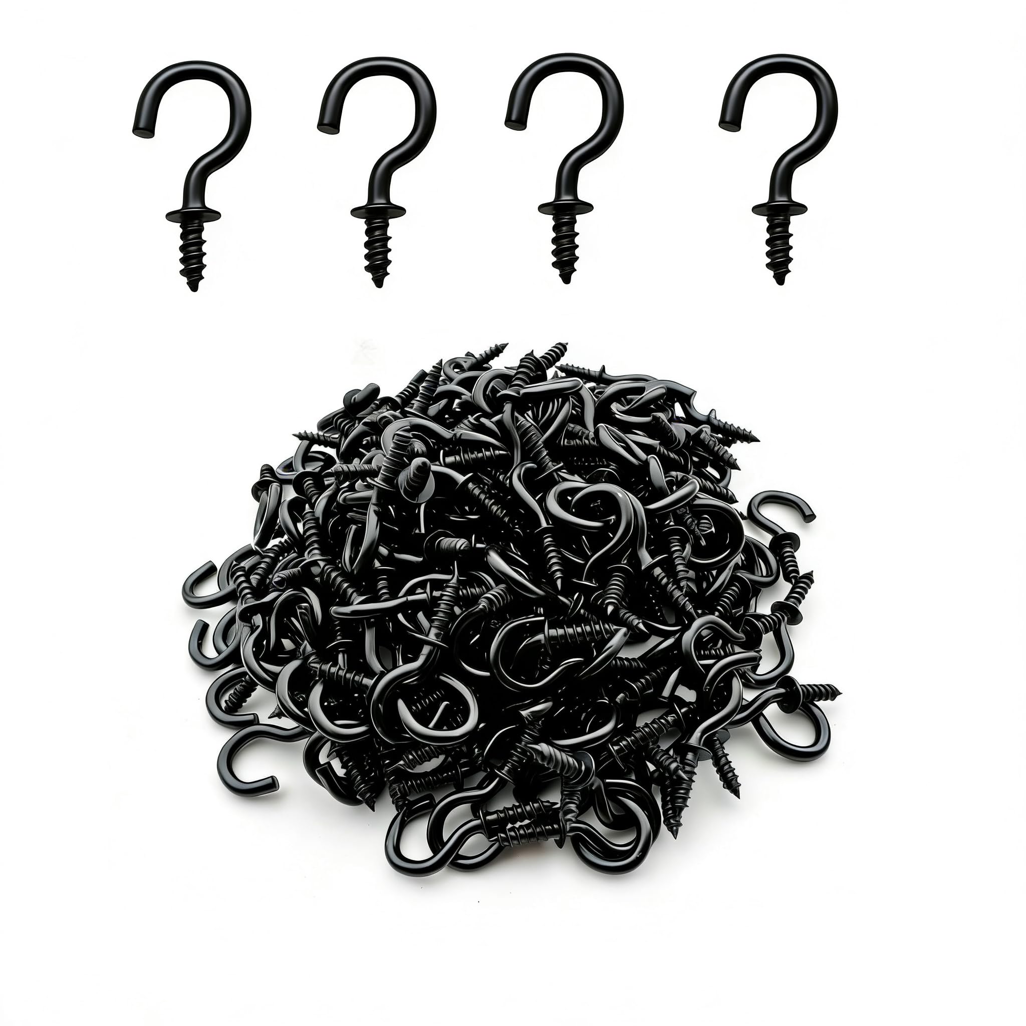 IDEALSV 100 Pcs 1/2" Small Jewelry Hooks Screw in Ceiling Hooks String Lights Hooks Black