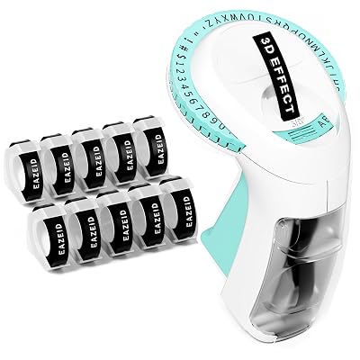 EazeID Embossing Label Maker Manual, Embossed Label Maker Machine with Tapes, Retro 3D Vintage Embosser Labeler with 10 Rolls 3/8 Inch Label Tapes for Home Gifts, DIY Crafting Scrapbooking Supplies