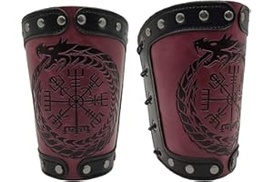 Jeilwiy Viking Bracers Medieval Leather Bracers Arm Armor Cuff Leather Gauntlet Wristband Punk Arm Guards for Men Women 2Pack