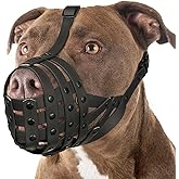 Mayerzon Pitbull Dog Muzzle for Large Medium Dogs Prevent Biting Scavenging | Fits Rottweiler Amstaff Broad-nosed Breed, Sturdy Breathable Basket, Training Walking Use, Allows to Drink | Black, L