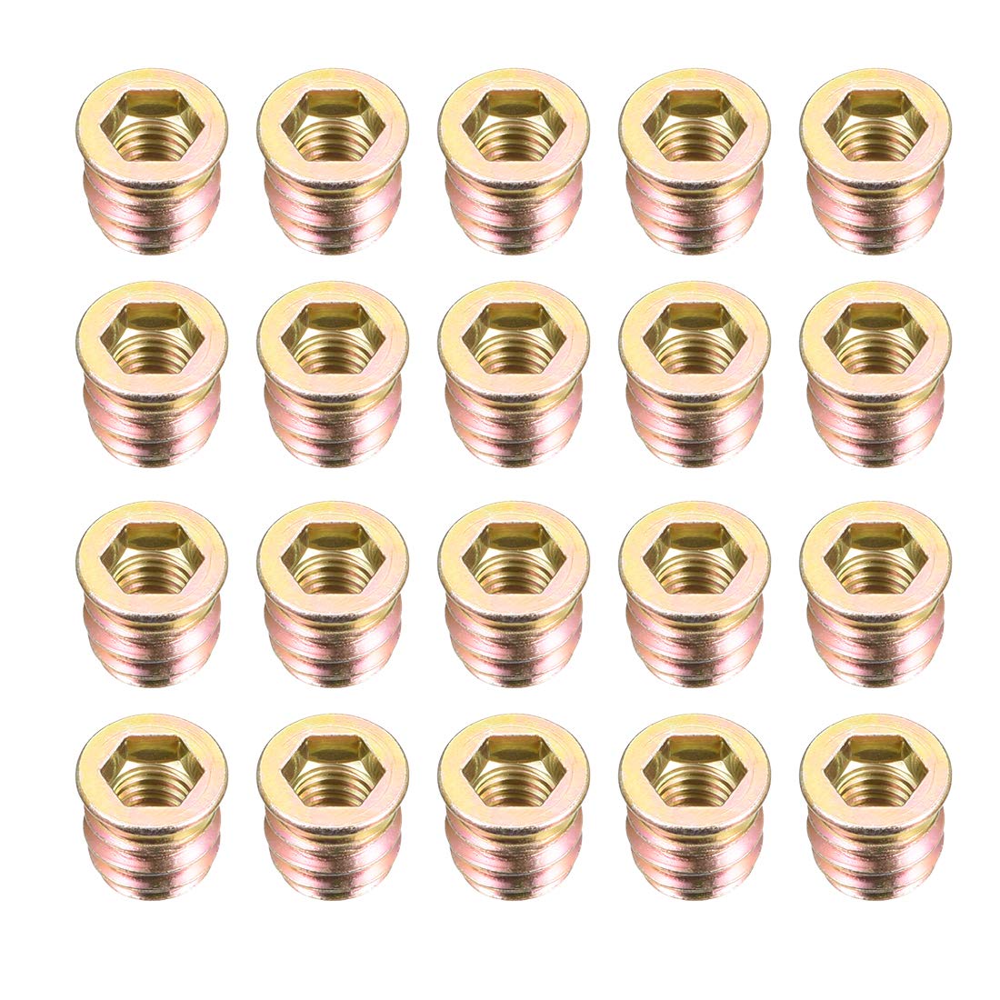 sourcing map Wood Furniture M8x13mm Threaded Insert Nuts Interface Hex Socket Drive 20pcs