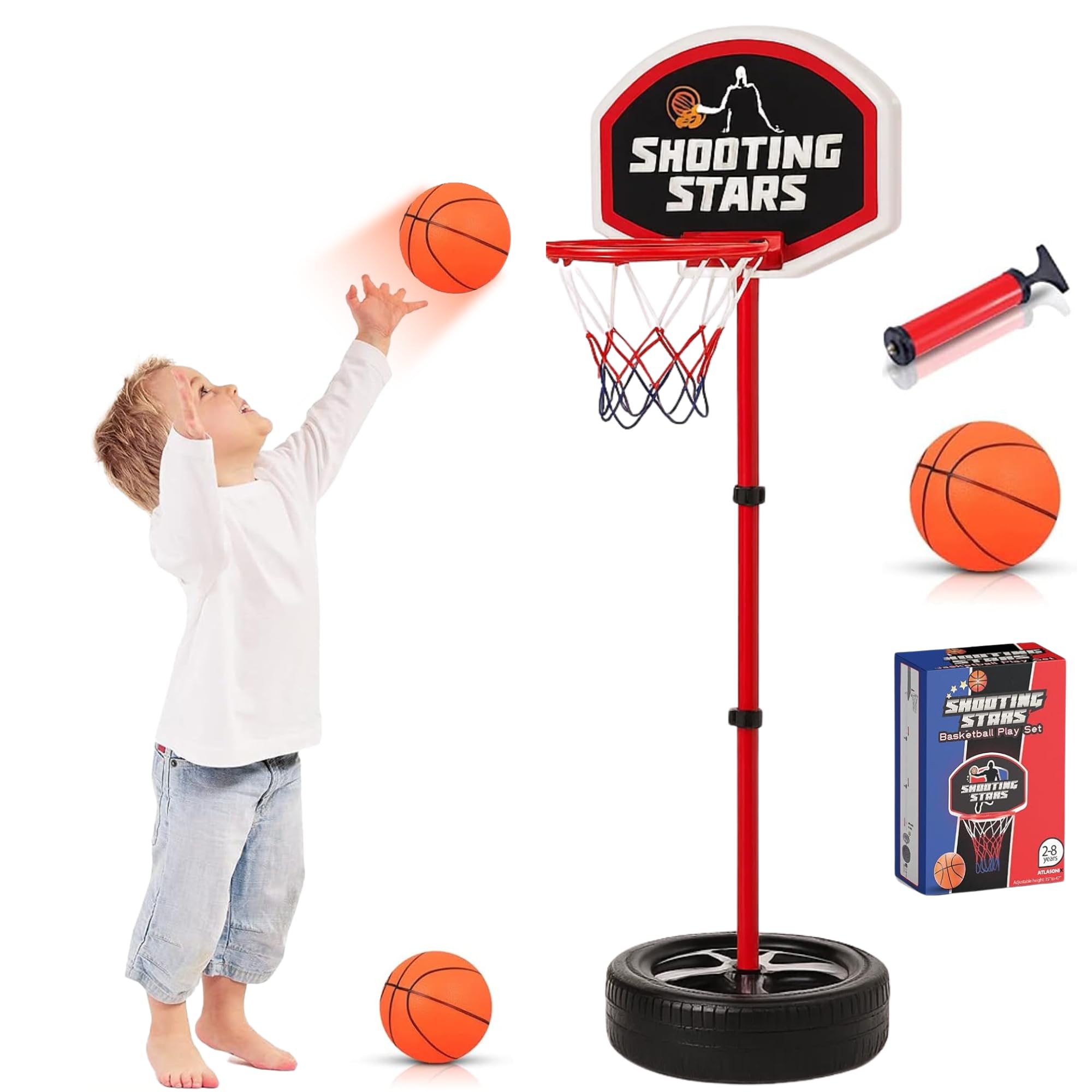 Photo 1 of **missing parts** Toddler Basketball Hoop Indoor, Basketball Hoop Toddlers Age 3-5, Height Adjustable Kids Hoop for Indoor & Outdoor Play - Portable | Includes Basket Ball Goal, Stand and Balls