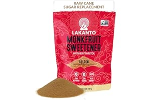 Lakanto Golden Monk Fruit Sweetener With Erythritol, Raw Cane Sugar Substitute From Monk Fruit Extract, Raw Sugar Replacement for Baking, Coffee & Tea, Gluten Free, Low Carb, Non GMO, Keto, 3 LB Bag