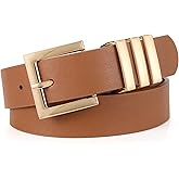 XZQTIVE Plus Size Women's Leather Belts for Jeans Pants Dress Fashion Ladies Waist Belt with Square Gold Buckle