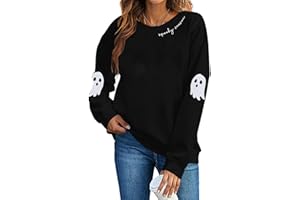 HEBBE Spooky Season Sweatshirts Halloween Ghost Sweatshirt Women - Halloween Graphic Crewneck Tops Casual Sweater