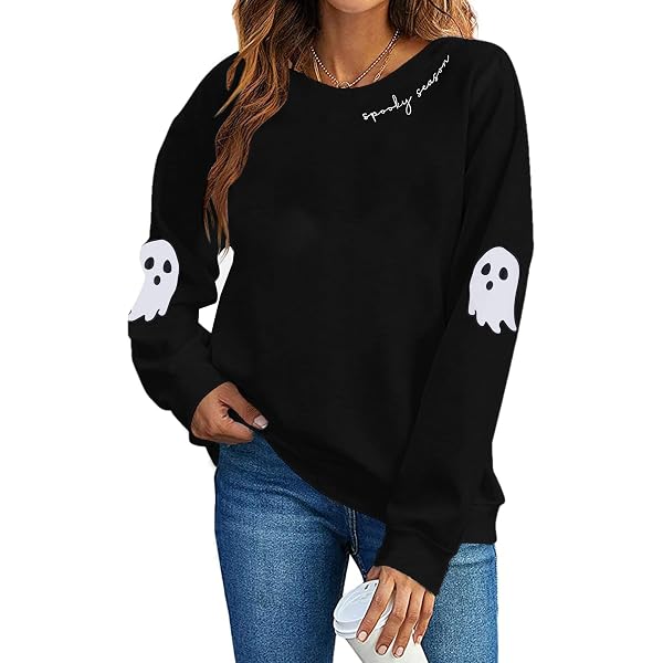 Pull Halloween Femme - Sweat à Capuche Motif Citrouille, 4 Broches Fantômes Incluses - Confortable, Manches Longues - Pour Fêtes Et Quotidien