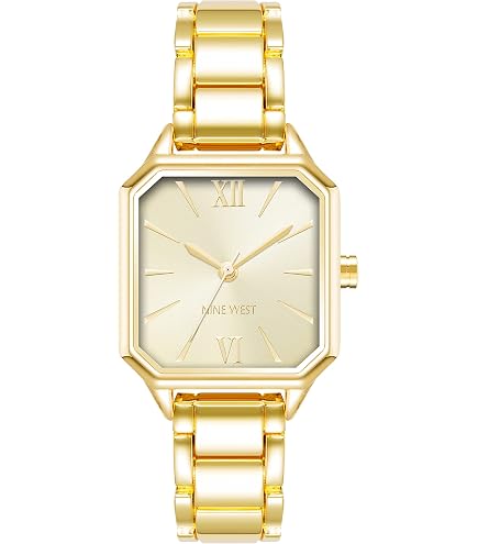 Women Gold Nine West Crystal Accented Bracelet Watch Amazon.com: Nine West Women main image 4