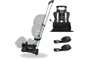 ZHTANGRUI Car Seat Travel Cart with Wheels - Folding Dolly Roller for Airport, Airplane, and Luggage - Portable Carrier with Backpack Strap and Trolley Design(Black)