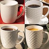 CROWNWOW 16 oz Coffee Mugs Set of 4, Porcelain Coffee Cups Ceramic, Farmhouse Mug with Handle
