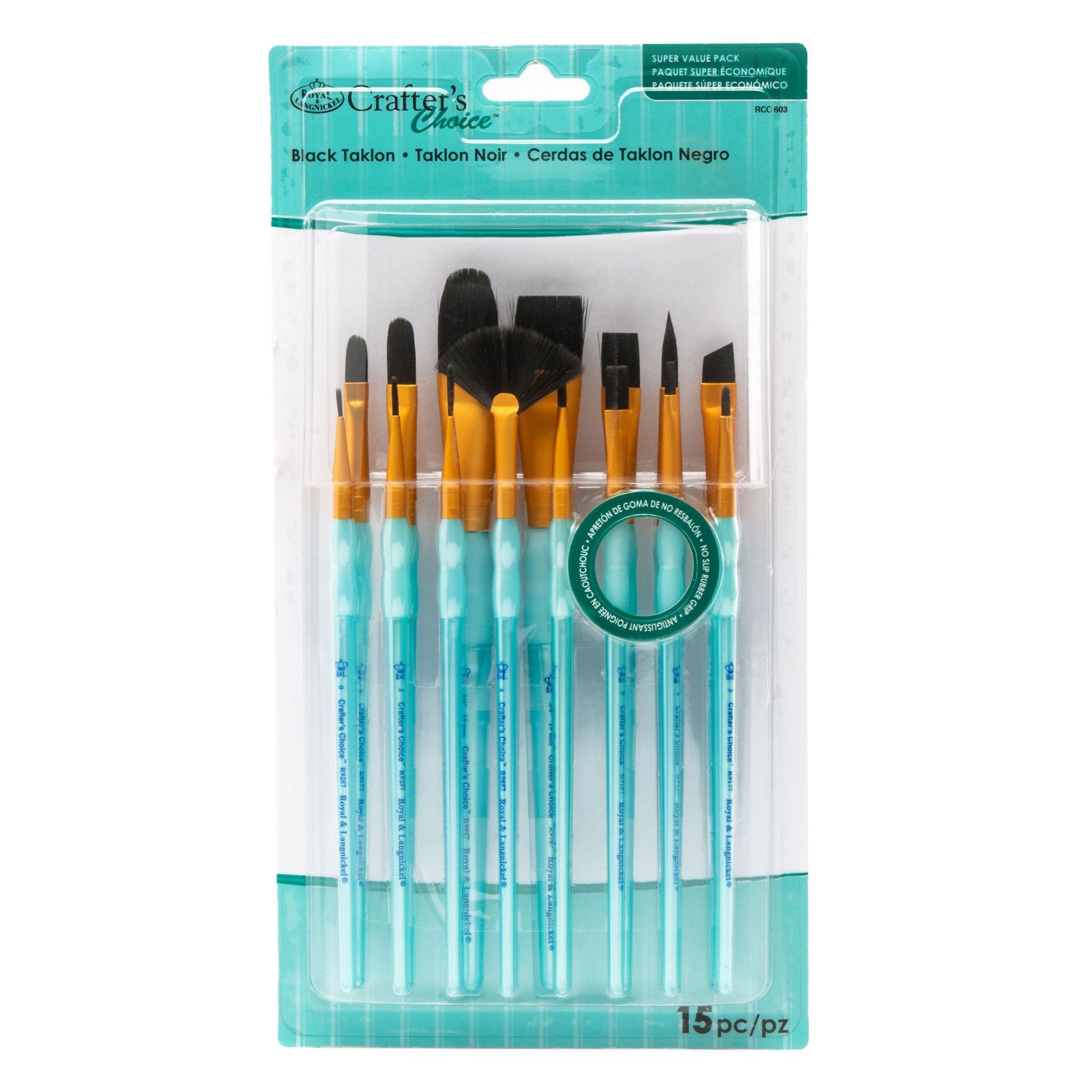 Royal & Langnickel Crafter's Choice Black Taklon Brush Value Set-15/Pkg, Small to Medium