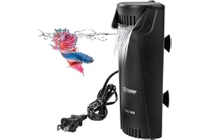 Yaubay Quiet Internal Aquarium Filter, 3-Stage Bio-Filtration Low-Level Waterfall Small Power Filter with Protective Grate for Up to 10 Gallon Fish Turtle Shrimp Tank Filtration (Filter) (Filter)