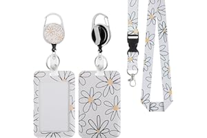 INSFASHBLE Lanyard with ID Holder, Badge Lanyards for Women with Retractable Badge Reel Clip, Keychain with ID Holder, Daisy Lanyards for ID Badges for Nurse Teacher Office Gifts