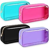 Hushee 4 Pcs Clear Nylon Makeup Bag for Women Gifts Preppy Cosmetic Bag PVC Travel Toiletry Zipper Pouch Waterproof Storage Organizer Pouch for Women(Small)