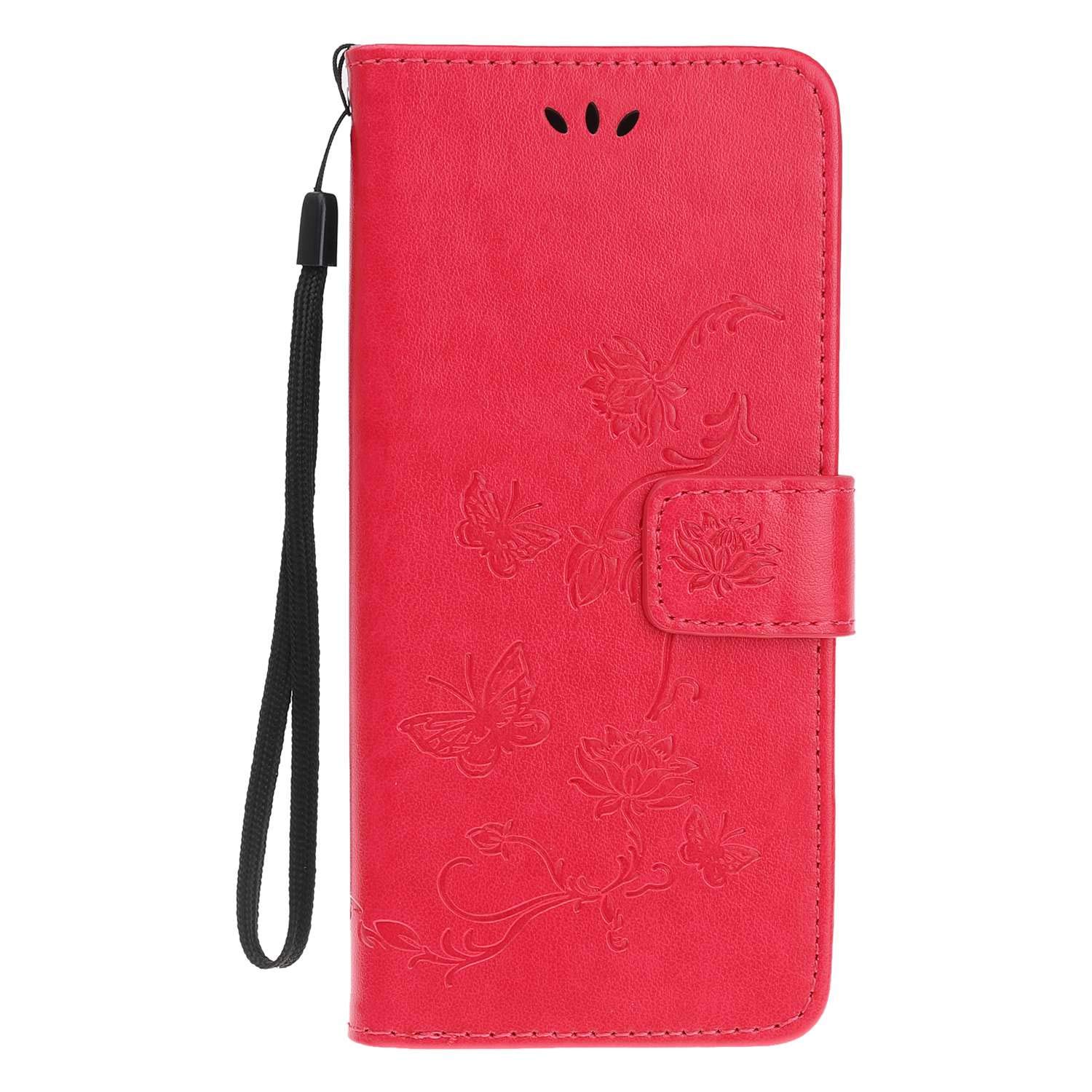 Reevermap Samsung Galaxy A20E Case Flip Cover Premium PU Leather Wallet Lotus Butterfly Embossed Magnet Closure Card Slot Holder Stand Silicone Bumper Shockproof Case for Samsung Galaxy A20E Rose Pink