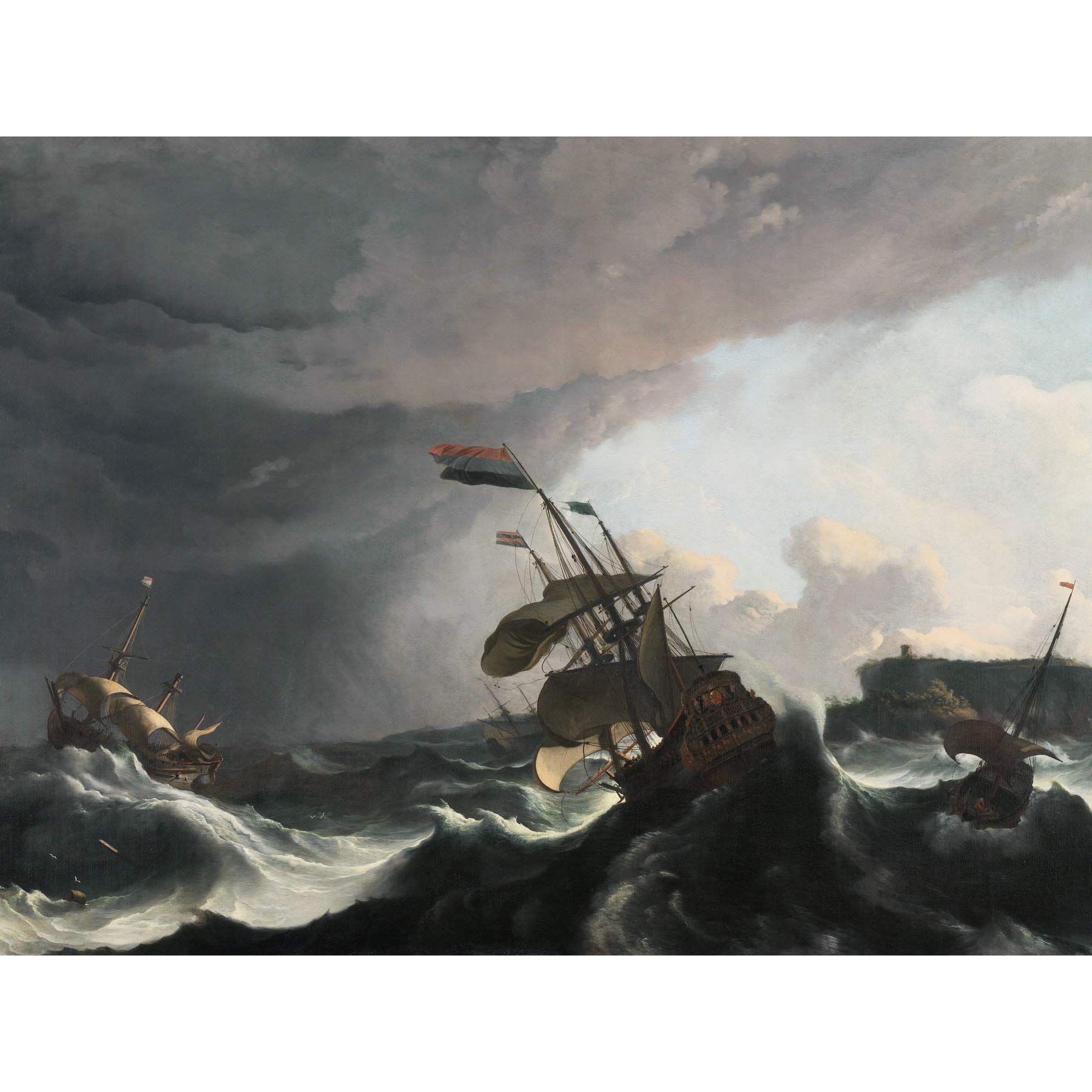 Artery8 Bakhuysen Warships In A Heavy Storm Painting Large Wall Art Poster Print Thick Paper 18X24 Inch