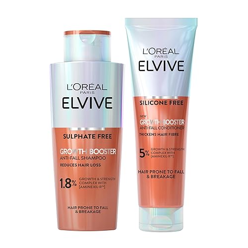 L'Oreal Paris ELVIVE Growth Booster Shampoo 200ml & Conditioner 150ml, Anti-Hair Loss with Aminexil & Niacinamide for Thicker, Denser Locks