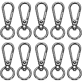 PATIKIL Swivel Lobster Claw Clasps 10pcs Push Gate Snap Hook Metal Trigger Clip Purse Hardware for Keychains Purse Handbag Makings DIY Crafts, Black