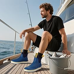 Kalkal Men's Deck Boots, Waterproof Fishing Rain