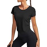 kakola Crop Tops for Women Crew Neck Ribbed Side Ruched Basic T-Shirts Slim Fitted Tee