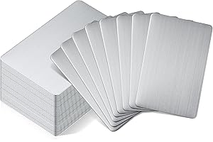 YUNSAILING 30 Pieces 304 Stainless Steel Metal Business Cards Blank Steel Laser Engraving Stainless Cards for House Office Customer DIY Gift Plate, 86 x 54 mm(0.8mm Thickness)