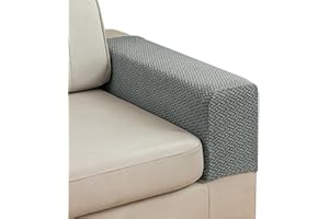Stlemiko Couch Sofa Arm Chair Covers Set of 2 Polyester Stretch Arm Rest Covers for Sofa Recliner Chair Arm Covers Protectors with Twist Pins (Gray,M)