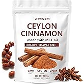 Aevezom Ceylon Cinnamon, Ceylon Cinnamon Soft Gels 7200mg Equivalent with Mct Oil, Highly Bioavailable Herbal Extract | Non-GMO, Gluten Free, 300 Softgel (1)