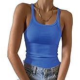 Artfish Women's Sleeveless Tank Top Form Fitting Scoop Neck Ribbed Knit Basic Cami Shirts