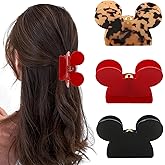 Mouse Ears Hair Claw Clips, BENOSPACE 3Pcs Acrylic Mouse Head Hair Clips for Thin Medium Curly Hair Lady Bear Non-slip Hair Catch Barrette Strong Hold Jaw Clamp Women Fashion Hair Styling Accessories