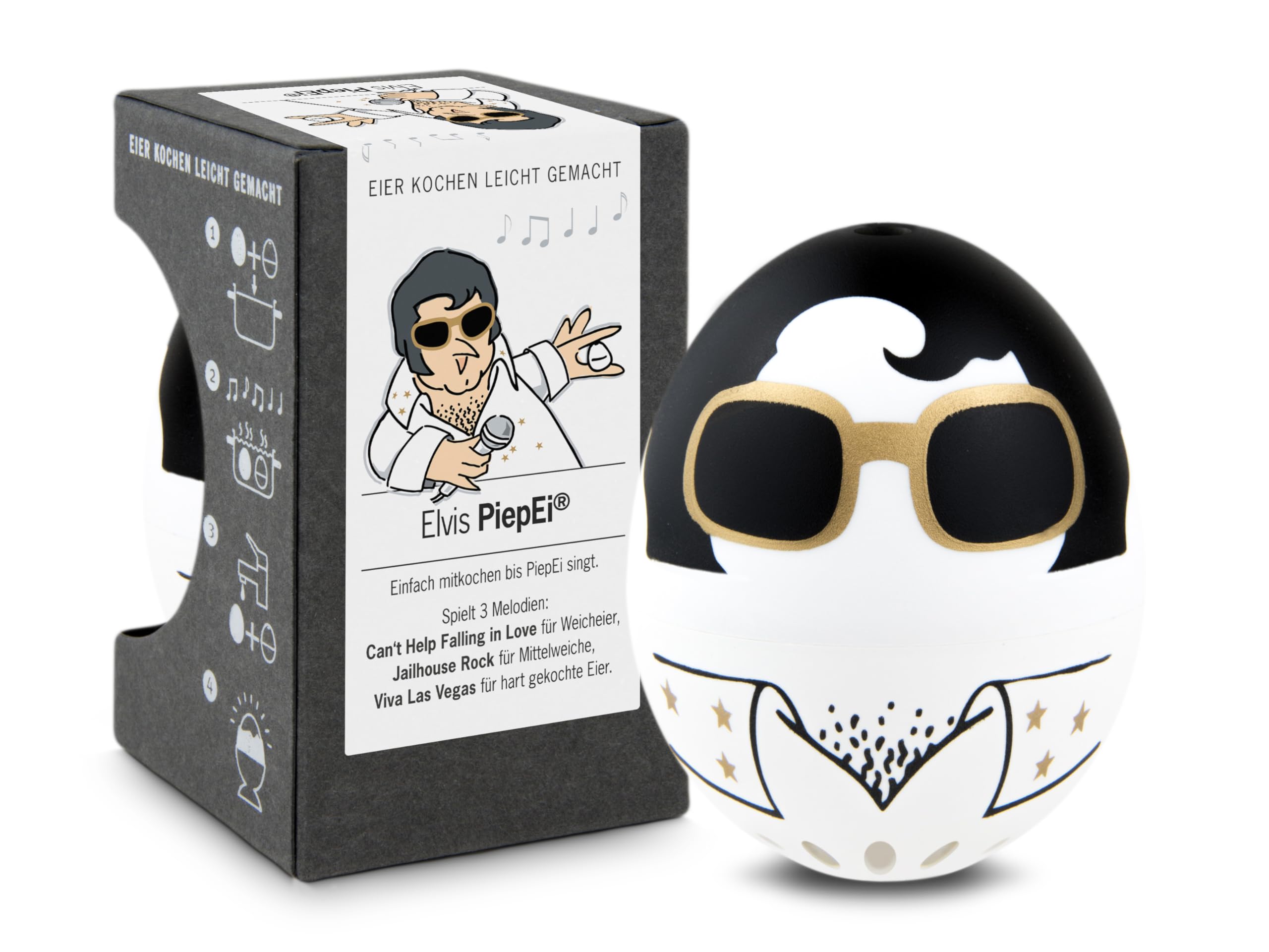 Brainstream A002469 PiepEi Elvis Egg Timer for Cooking with 3 Melodies for 3 Hardness Levels
