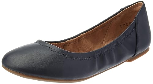 Amazon Essentials Women's Belice Slip On Ballet Flat, Navy Faux Leather, 13
