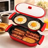 AHJ 2-in-1 Microwave Egg Cooker &amp; Grill Pan Set, Nonstick, with Lid | Quick Breakfast Maker for eggs, Bacon, fish, sandwiches, veggiesdorms, RVs and office kitchens