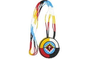 BUYBEADED Native American Style Layered Beaded Medallion Necklace - Handmade Seed Bead Tribal Ethnic Necklace MN-25-33