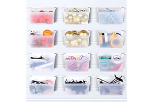 Unittype 12 Pcs Storage Bin Plastic Slatwall Bins for Slatwall Organizer Containers Garage Accessories(Transparent)