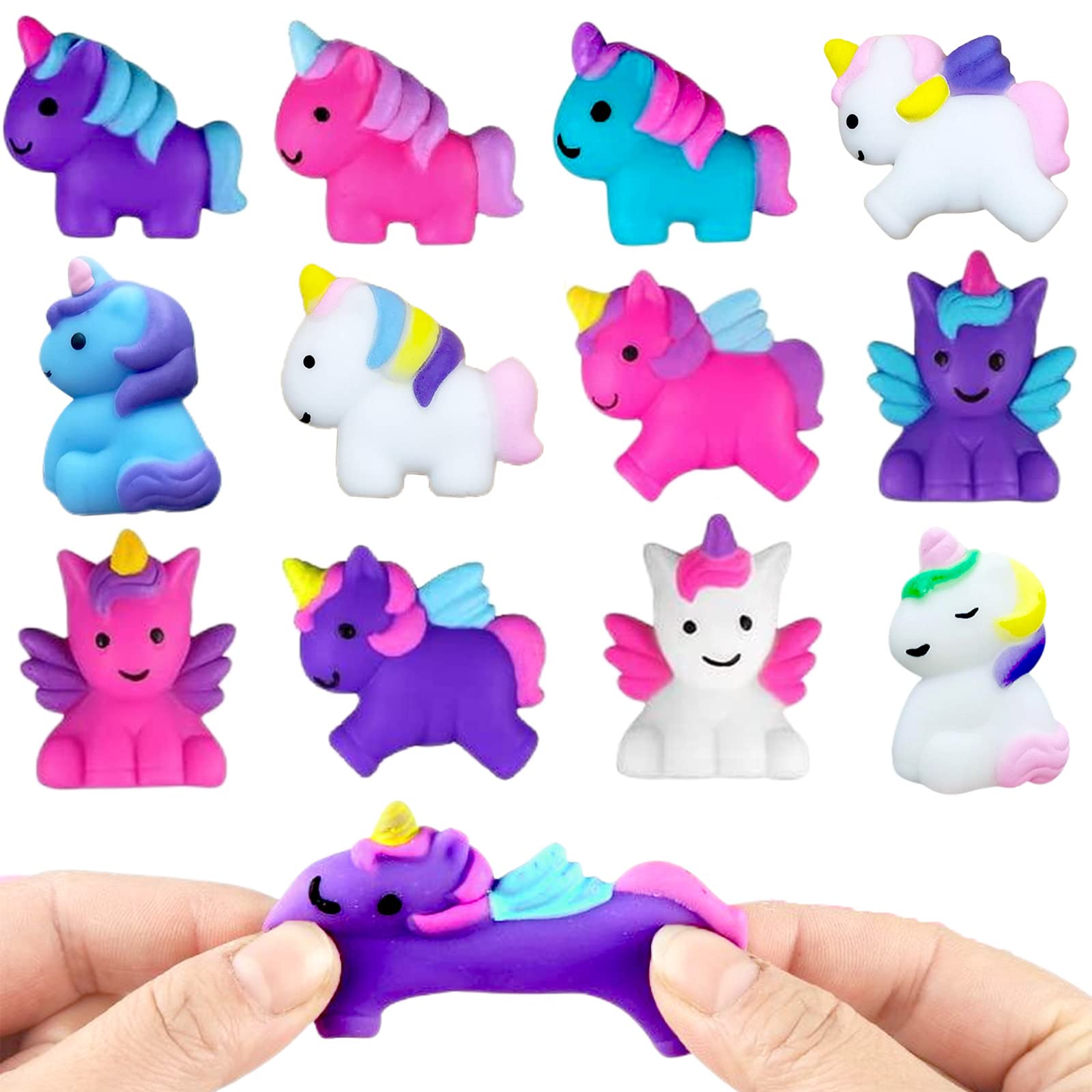 12P Mini Unicorn Mochi Squishy Toys,Mochi Squishy Toys for Party Bags,Small Kawaii Soft Fidget Toy Party Bag Fillers for Kids Girls Unicorn Party Favors Birthday Gifts,Christmas Surprise Filler Gift — image 1