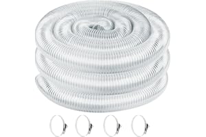 AISIMEE Heavy PVC Dust Collection Hose - 2 1/2" x 20' with Stainless Steel Clamps for Dust Collectors and Shop Vacuums