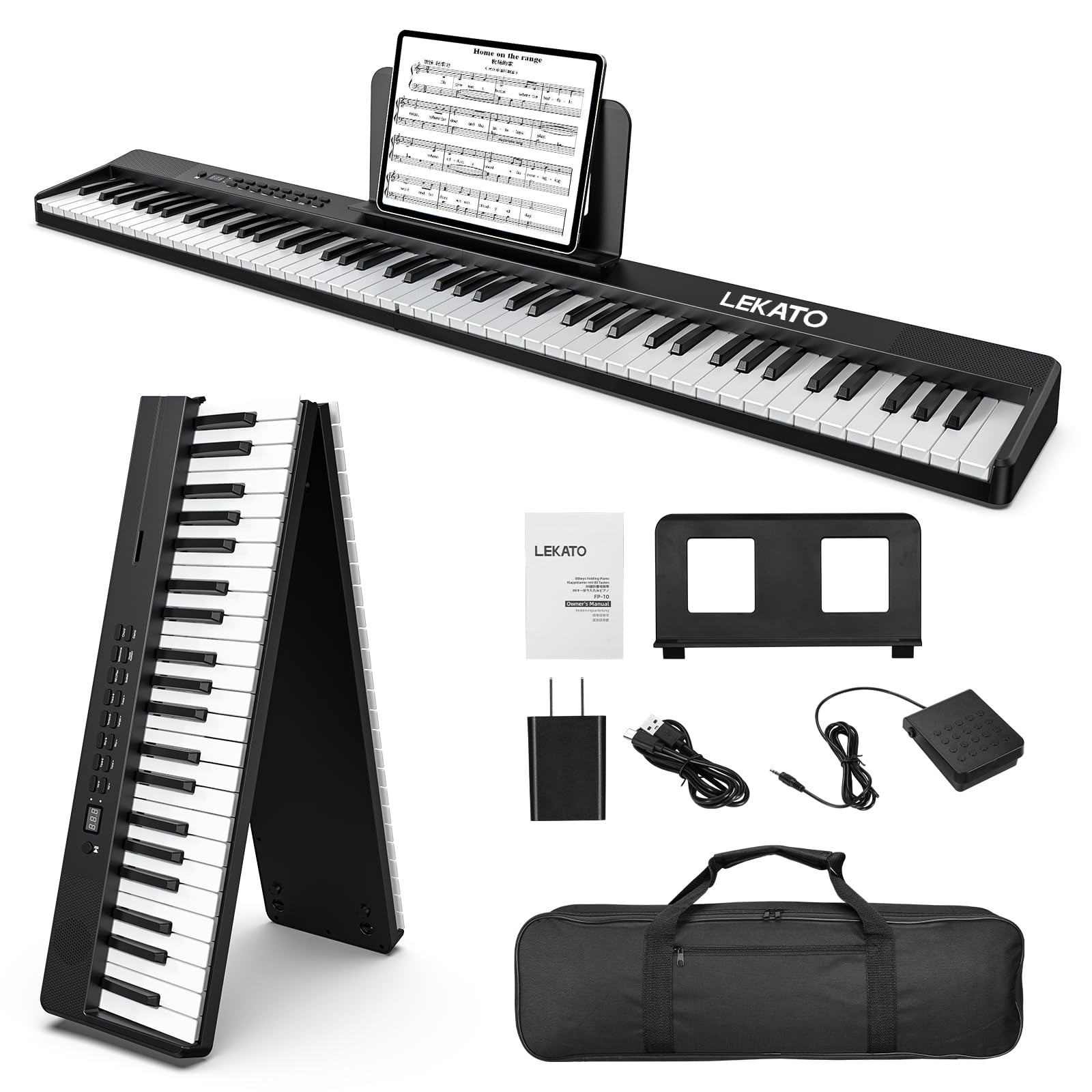 Photo 1 of **IMAGE REFERENCE***LEKATO FP-10 Portable Piano Keyboard for Beginners 88 Keys Folding Digital Piano with Sustain Pedal Foldable Electric Piano Keyboard with Semi Weighted Wood Grain Key Suitable for Midi Bluetooth